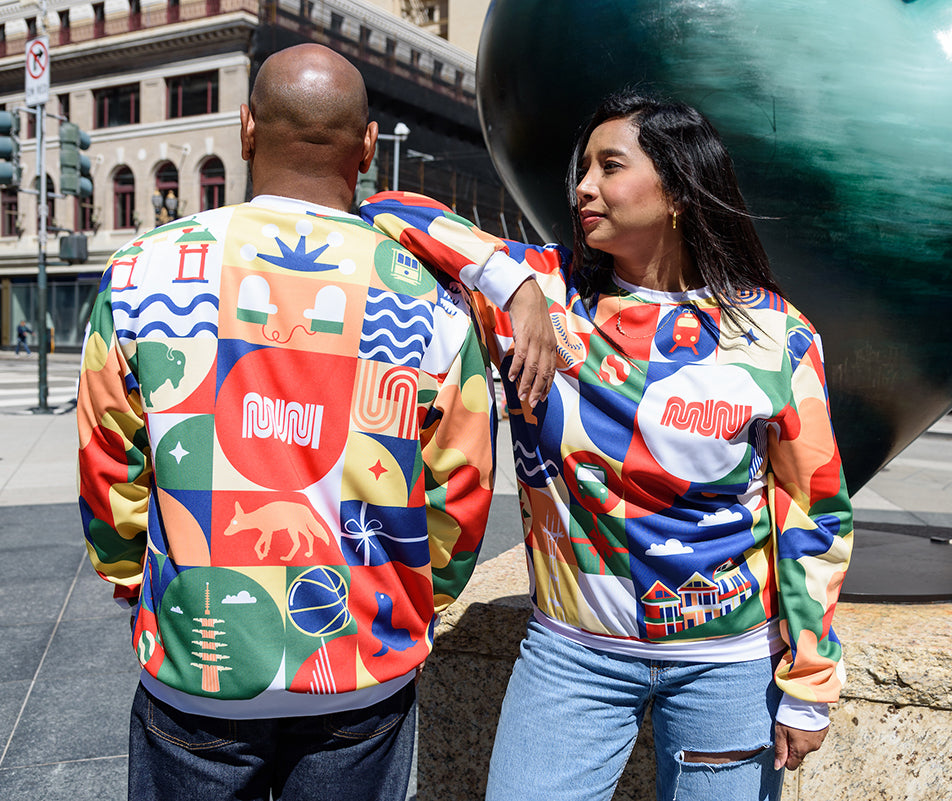Patchwork of the City Holiday Pullover, Unisex