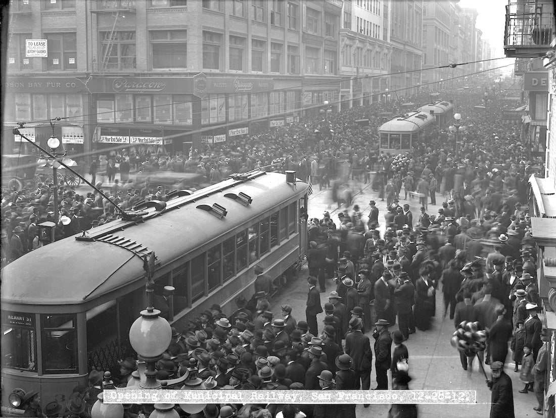 A brief history of Muni blog black & white image of Muni day San Francisco 1912