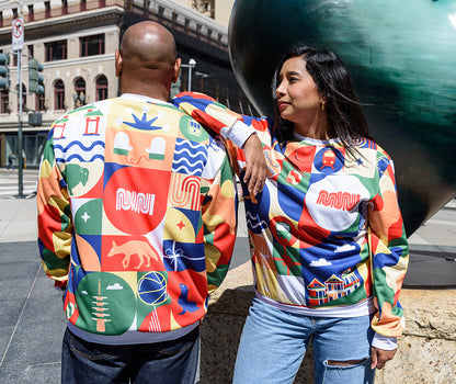 Patchwork of the City Holiday Pullover, Unisex